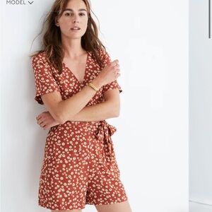 Madewell Wrap-Front Romper in Daisy Field